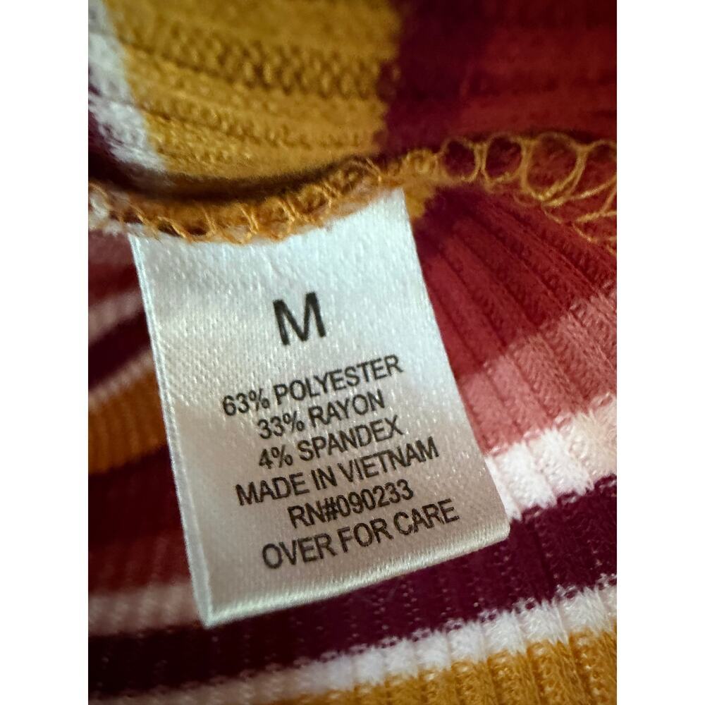 Me To We Essentials Ribbed Striped Long Sleeve Henley Top Size M Y2K Retro Boho - Picture 4 of 6